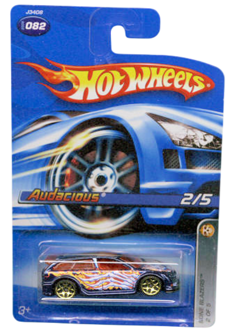 Hot Wheels 2006 - Collector # 082/223 - Bone Blazers 2/5 - Audacious - Dark Blue - Gold Y5 Wheels - USA Card