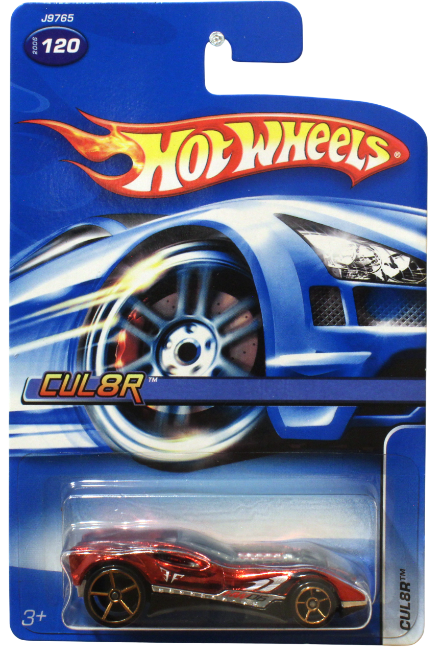 Hot Wheels 2006 - Collector # 120 - Mail-In Promo / Track Aces 10/12 - CUL8R - Spectraflame Red - Faster Than Ever Wheels - USA Card
