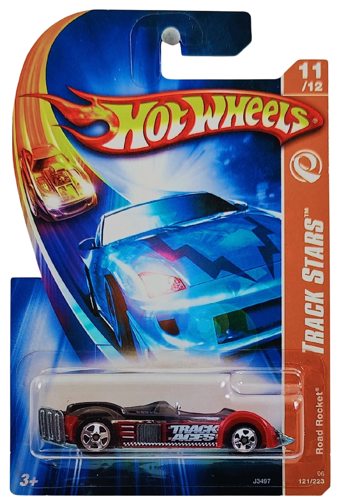 Hot Wheels 2006 - Collector # 121/223 - Track Aces 11/12 - Road Rocket - Red Body - Tinted Canopy - 5 Spoke Wheels - USA Card