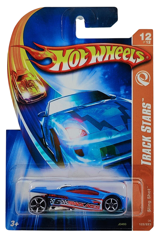 Hot Wheels 2006 - Collector # 122/223 - Track Stars 12/12 - Sling Shot - Metalflake Blue - OH5SP Wheels - USA Card