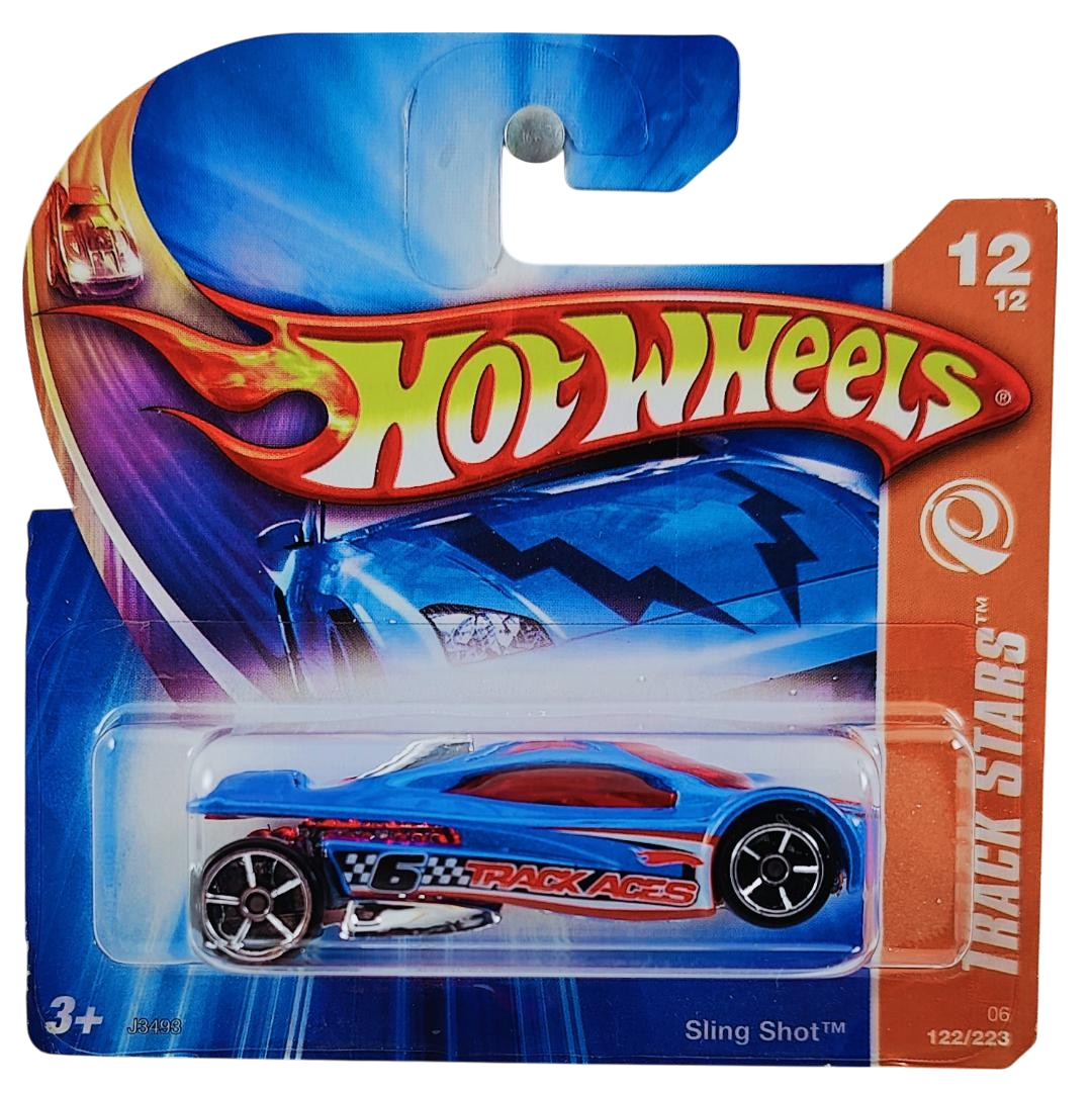 Hot Wheels 2006 - Collector # 122/223 - Track Stars 12/12 - Sling Shot - Metalflake Blue - OH5SP Wheels - Short Card