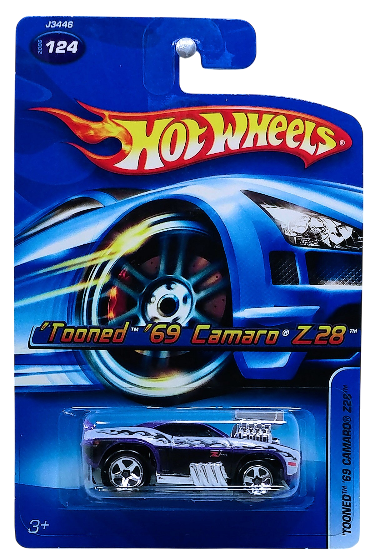 Hot Wheels 2006 - Collector # 124/223 - 'Tooned '69 Camaro Z-28 - Metalflake Purple - KMart Exclusive - USA Card