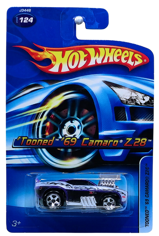 Hot Wheels 2006 - Collector # 124/223 - 'Tooned '69 Camaro Z-28 - Metalflake Purple - KMart Exclusive - USA Card