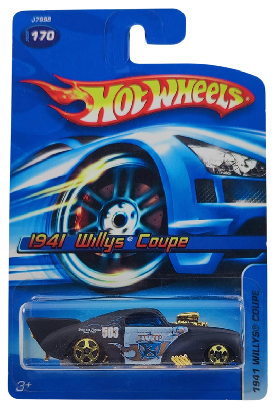 Hot Wheels 2006 - Collector # 170/223 - 1941 Willys Coupe (Pro Mod Drag Car) - Matte Black / "HWP 503"- Gold 5 Spokes - USA Card