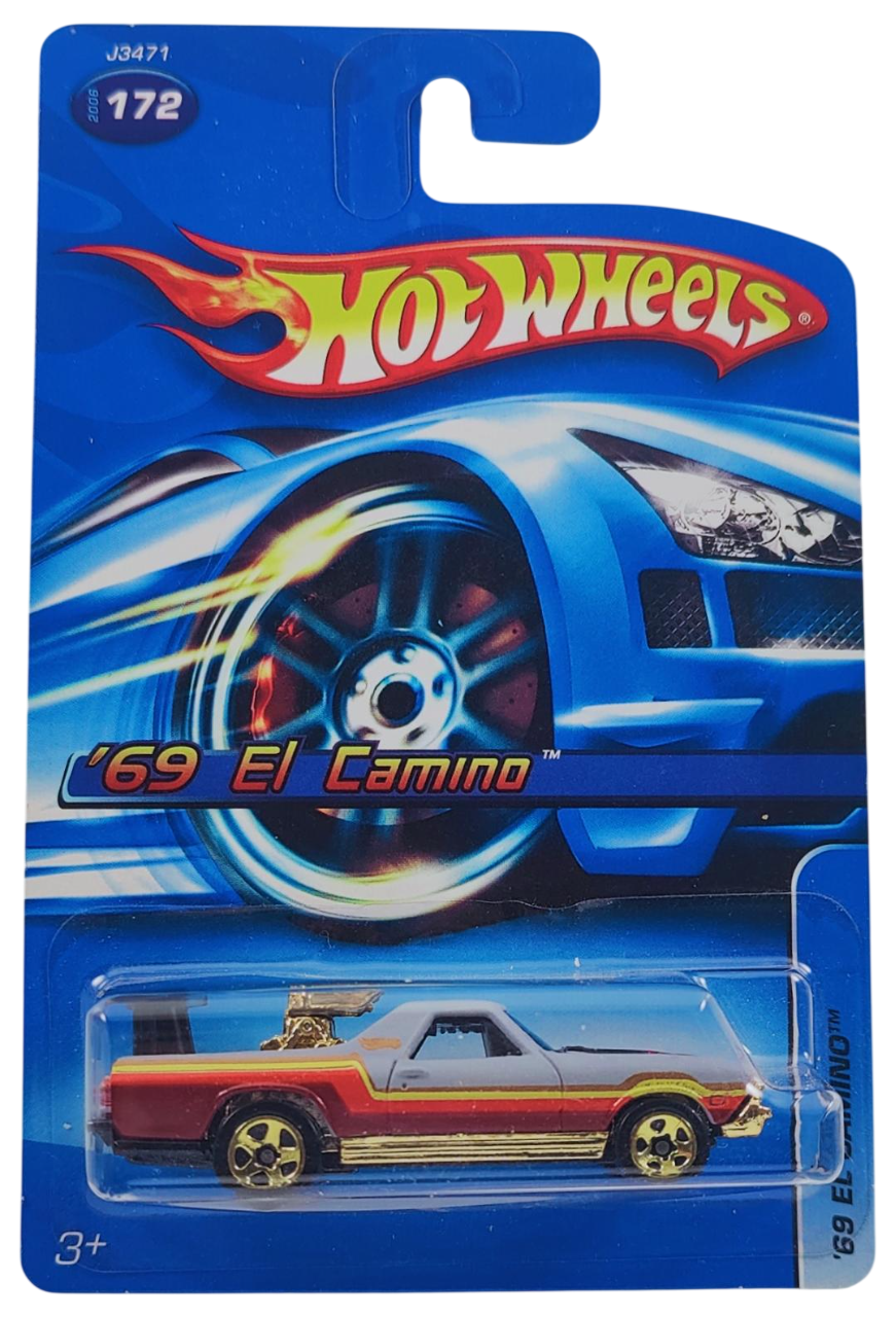 Hot Wheels 2006 - Collector # 172/223 - '69 El Camino - Matte Gray - Gold 5 Spokes - USA '06 Card