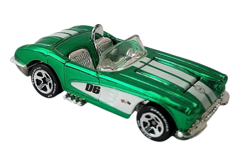 Hot Wheels 2006 - Classics Series 2 # 05/30 - 1958 Corvette - Spectraflame Green - White Lettered Goodyear Tires on 5 Spokes - Opening Hood - Metal/Metal - Limited Edition