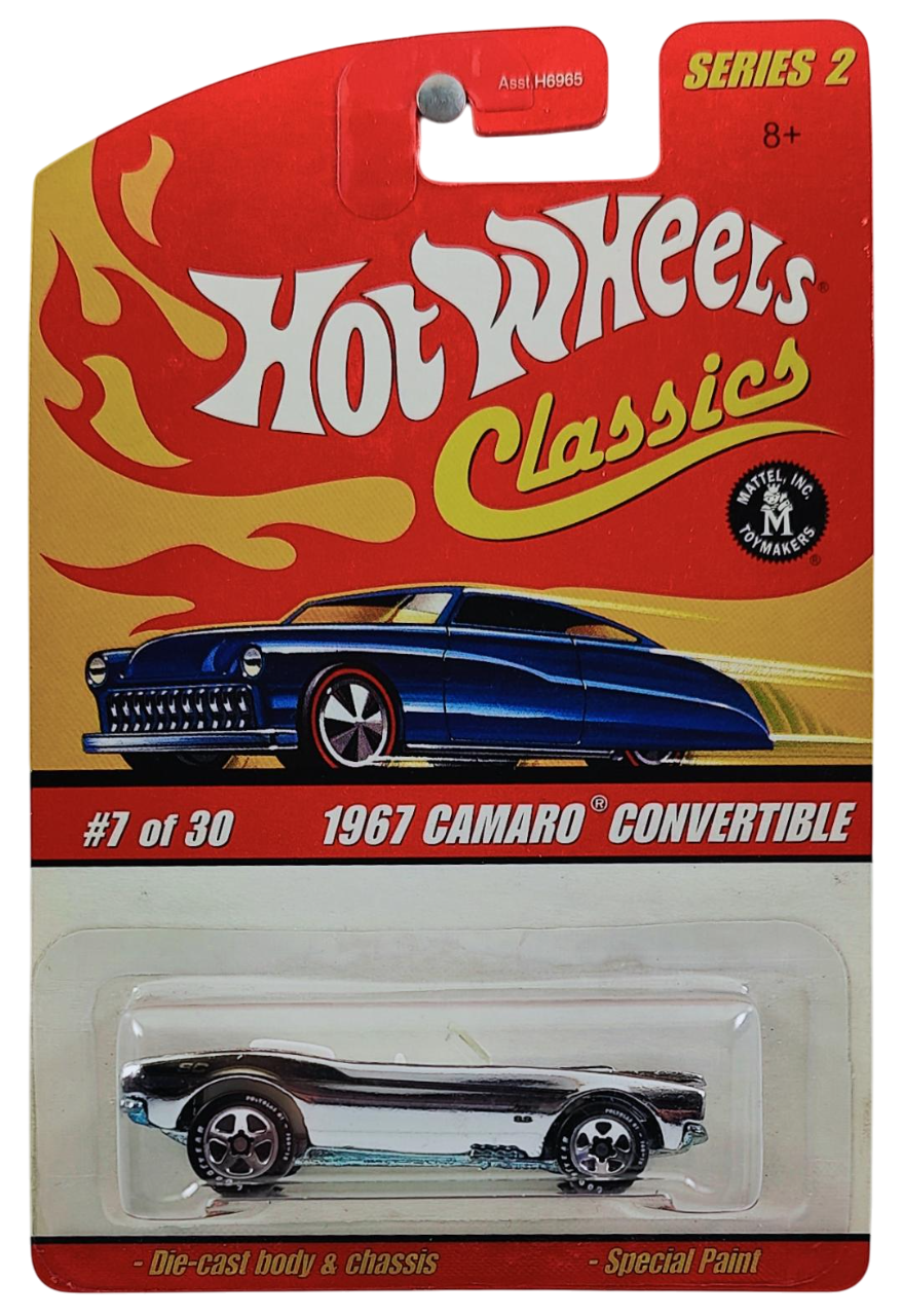 Hot Wheels 2006 - Classics Series 2 # 07/30 - 1967 Camaro Convertible - Chrome - Black Stripes - 5 Spokes with Goodyear - Metal/Metal - Limited Edition