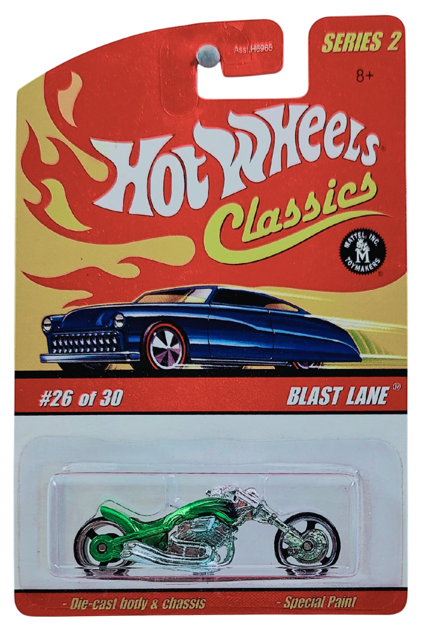 Hot Wheels 2006 - Classics Series 2 # 26/30 - Blast Lane (Chopper, Motorcycle) - Spectraflame Green - Metal/Metal - Limited Edition