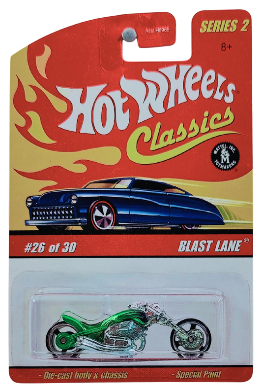 Hot Wheels 2006 - Classics Series 2 # 26/30 - Blast Lane (Chopper, Motorcycle) - Spectraflame Green - Metal/Metal - Limited Edition
