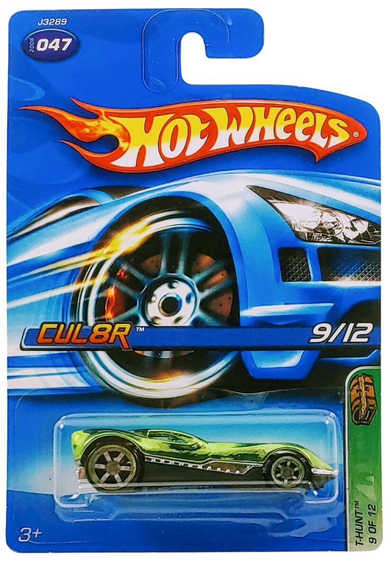 Hot Wheels 2006 - Collector # 047/223 - Treasure Hunts 9/12 - CUL8R - Green Chrome - Co-Molded Wheels - USA Card