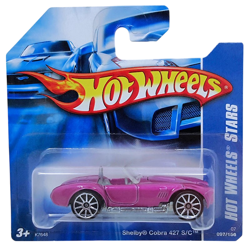 Hot Wheels 2007 - Collector # 097/180 - Code Car 13/24 - Shelby Cobra 427 S/C - Metalflake Purple - Metal Body & Base - 10 Spoke Wheels - Opening Hood - Short Card
