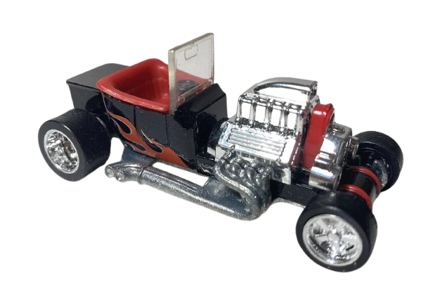 Hot Wheels 2007 - Street Show Series 04/32 - T-Bucket - Black with Flames - SS5SP Wheels - Walmart Exclusive - Large USA Blister Card