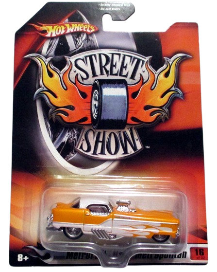 Hot Wheels 2007 - Street Show Series 16/32 - Metrorail Nash Metropolitan - Metalflake Yellow & White with Flames - SS5SP Wheels - Walmart Exclusive - Large USA Blister Card
