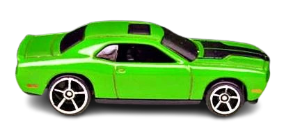 Hot Wheels 2008 - Collector # 016/196 - New Models 16/40 - Dodge Challenger SRT8 - Green - Black Stripes on Hood - USA