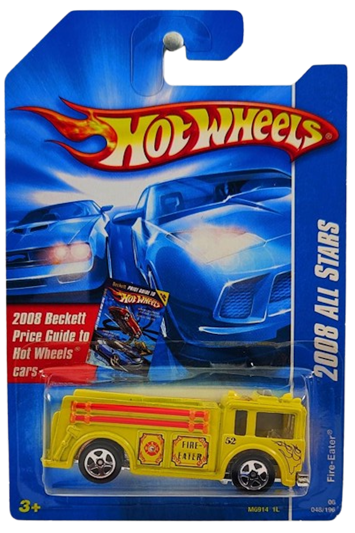 Hot Wheels 2008 - Collector # 048/196 - All Stars - Fire-Eater (Fire Engine, Pumper) - Yellow - USA Card with Beckett Promo