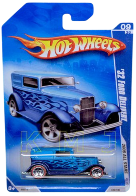 Hot Wheels 2008 - Collector # 049/196 - All Stars - '32 Ford Delivery - Blue over Dark Blue - Redlines on 5 Spokes - USA '09 Card