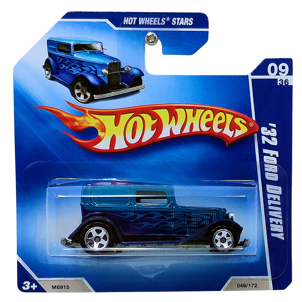 Hot Wheels 2008 - Collector # 049/172 - Hot Wheels Stars - '32 Ford Delivery - Blue over Dark Blue - 5 Spokes - Short Card