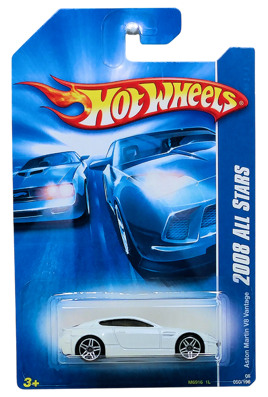 Hot Wheels 2008 - Collector # 050/196 - All Stars - Aston Martin V8 Vantage - White - PR5 Wheels - USA Card