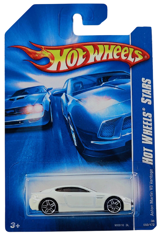 Hot Wheels 2008 - Collector # 050/172 - Hot Wheels Stars - Aston Martin V8 Vantage - White - PR5 Wheels - International Card