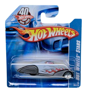 Hot Wheels 2008 - Collector # 051/172 - Hot Wheels Stars - Swoop Coupe - Gray Body with Flames / Black Fenders - Short Card