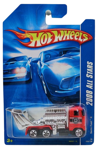 Hot Wheels 2008 - Collector # 055/196 - All Stars - Semi Fast II - Red - 5 Spokes - USA Card