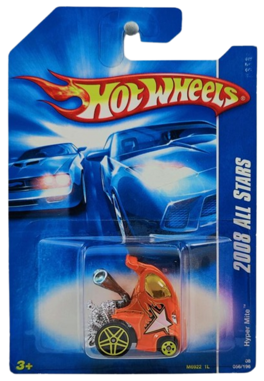 Hot Wheels 2008 - Collector # 056/196 - All Stars - Hyper Mite - Orange - Yellow PR5 Rear Wheels - USA Card