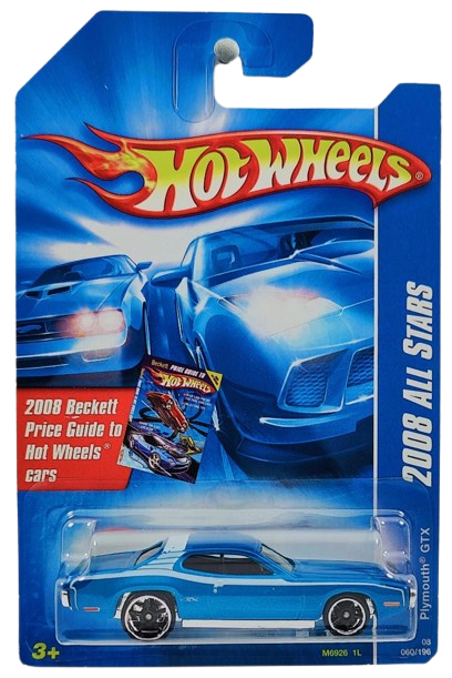 Hot Wheels 2008 - Collector # 060/196 - All Stars 20/36 - Plymouth GTX - Blue Metalflake - USA Card with Beckett Promo