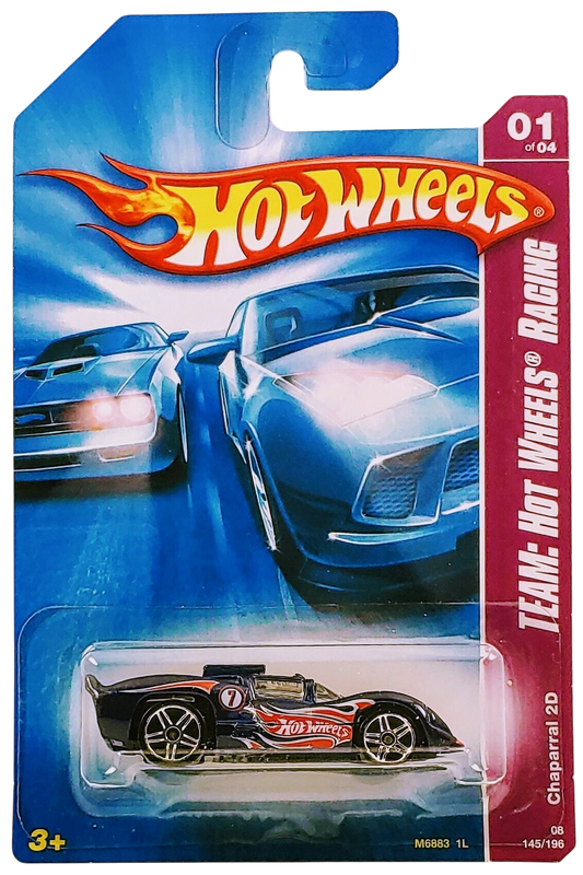 Hot Wheels 2008 - Collector # 145/196 - TEAM: Hot Wheels Racing 1/4 - Chaparral 2D - Blue / #7 - PR5 Wheels - USA Card