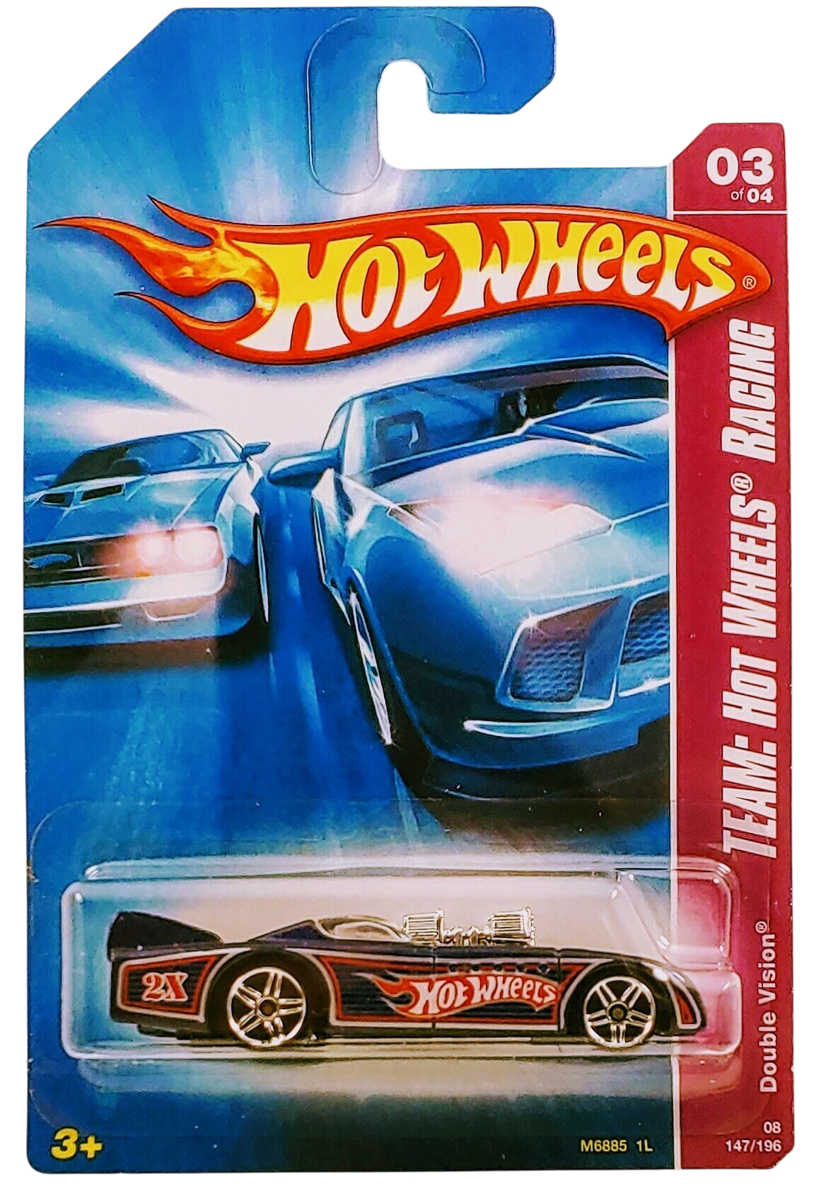 Hot Wheels 2008 - Collector # 147/196 - TEAM: Hot Wheels Racing 3/4 - Double Vision - Blue / #2X - PR5 Wheels - USA Card