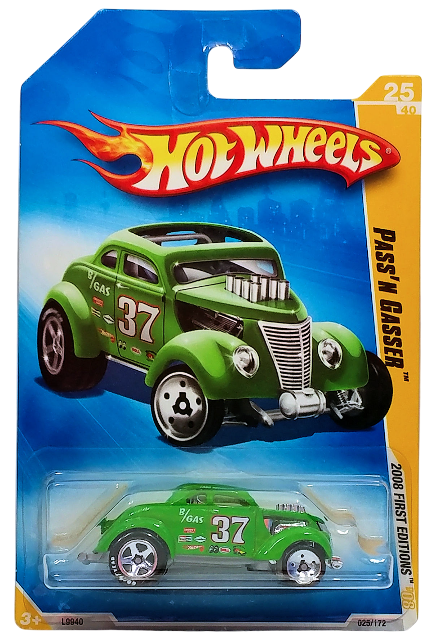 Hot Wheels 2008 - Collector # 025/172 - First Editions 25/40 - Pass'n Gasser - Green - International Long Card