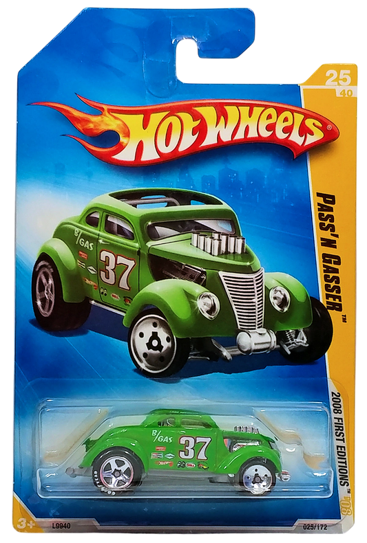Hot Wheels 2008 - Collector # 025/172 - First Editions 25/40 - Pass'n Gasser - Green - International Long Card