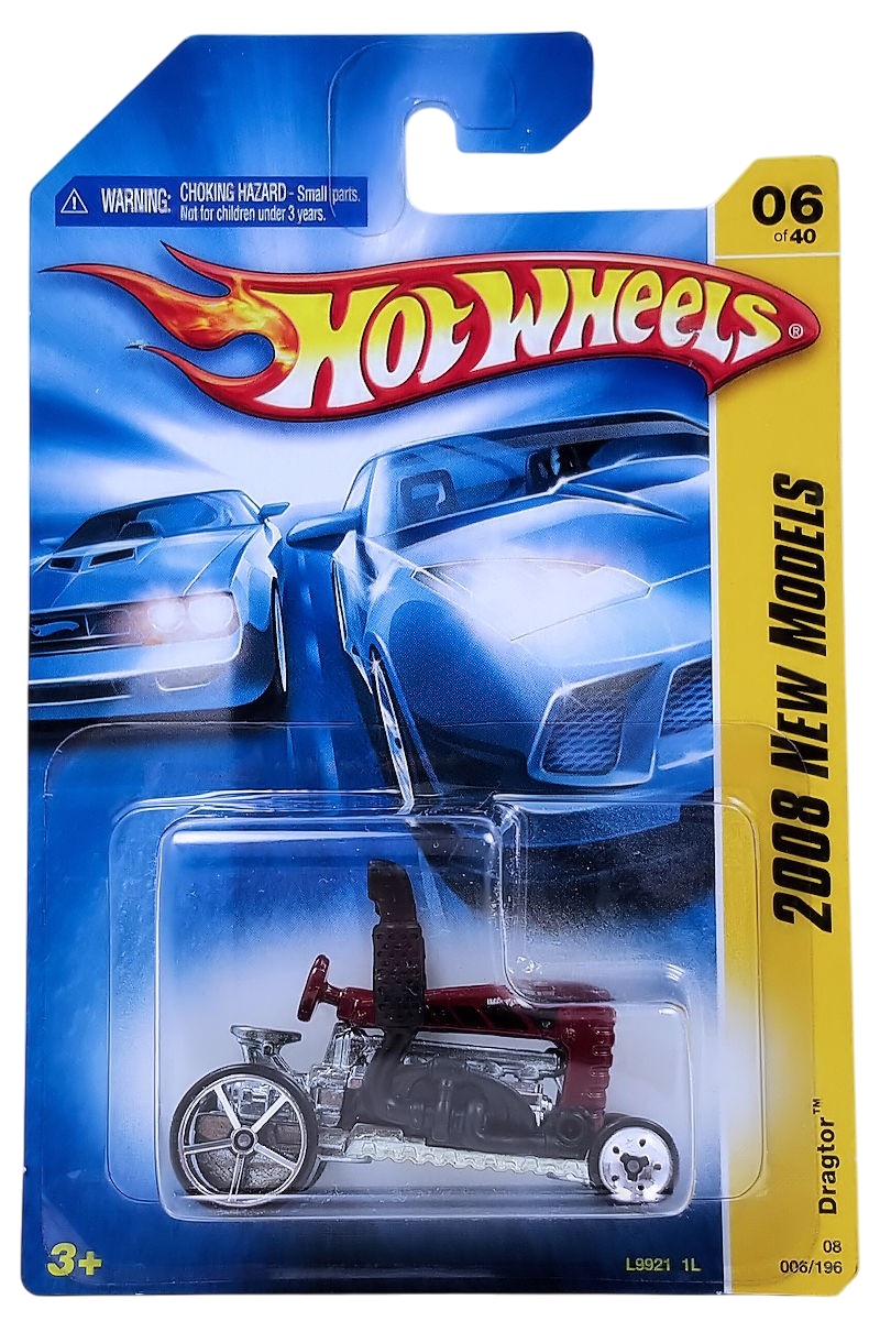 Hot Wheels 2008 - Collector # 006/196 - New Models 6/40 - Dragter (Tractor) - Red - Large OH5Sp Rear Wheels - USA Card