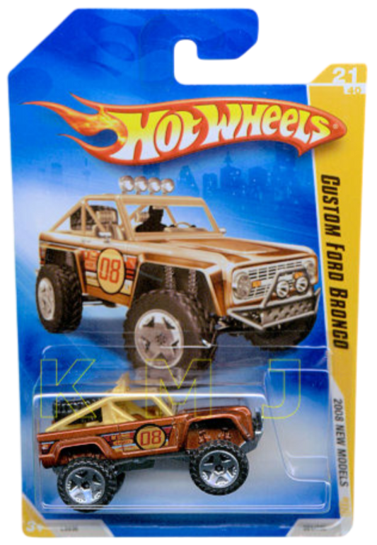 Hot Wheels 2008 - Collector # 021/196 - New Models 21/40 - Custom Ford Bronco - Metalflake Brown / #08 - OR5Sp Wheels - USA Card