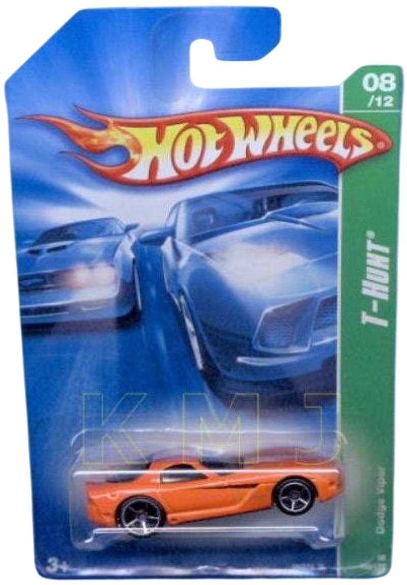 Hot Wheels 2008 - Collector # 168/172 - T-Hunt 8/12 - Dodge Viper - Orange - OH5SP Wheels - International Card