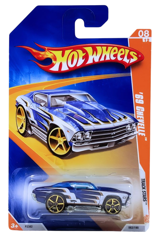 Hot Wheels 2009 - Collector # 062/190 - Track Stars 08/12 - '69 Chevelle - Transparent Blue - USA Card