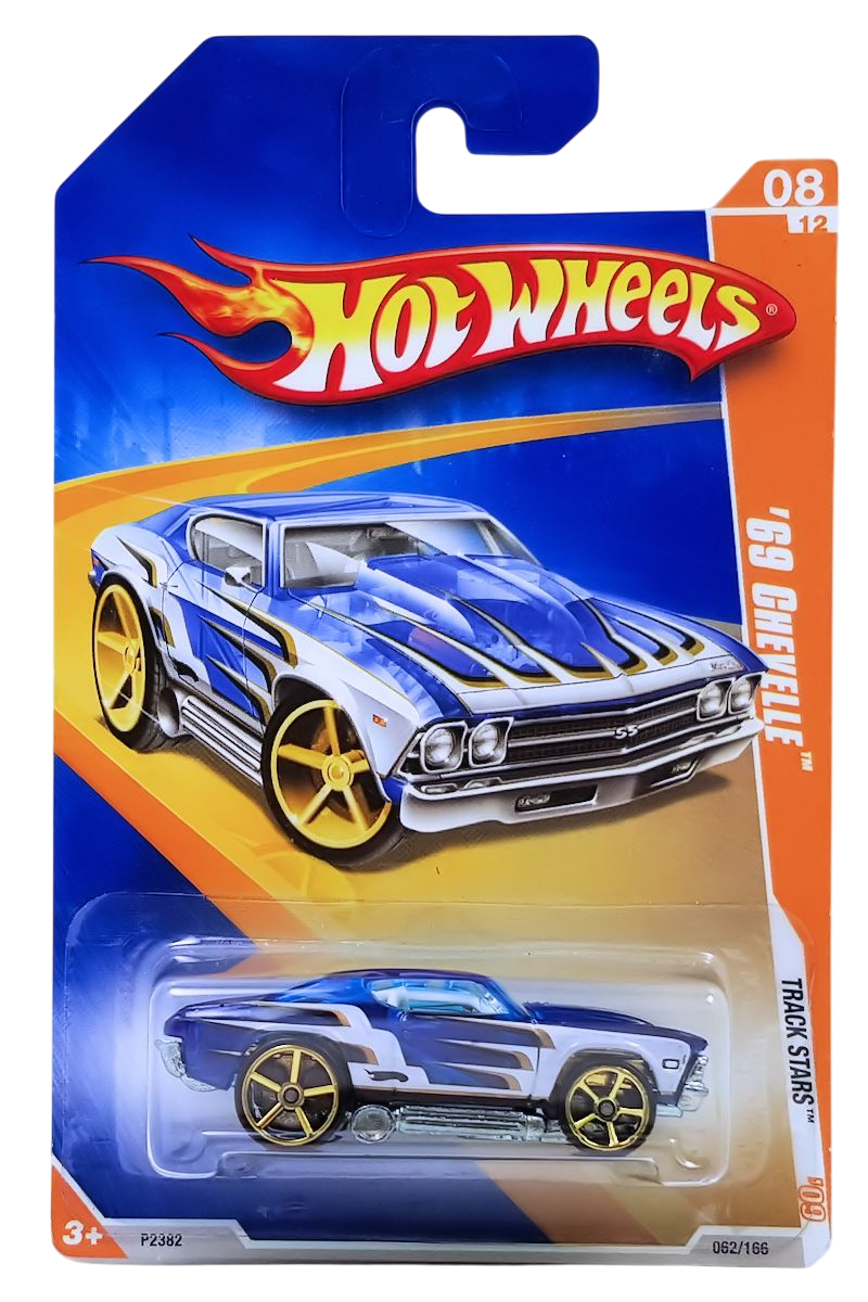 Hot Wheels 2009 - Collector # 062/166 - Track Stars 08/12 - '69 Chevelle - Transparent Blue - International Card