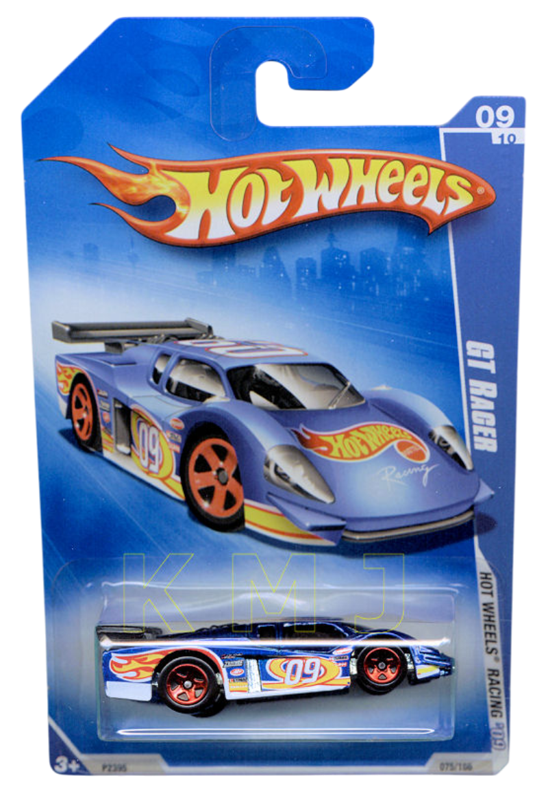Hot Wheels 2009 - Collector # 075/190 - Hot Wheels Racing 9/10 - GT Racer - Metalflake Blue / #09 - Red Chrome 5 Spokes - USA Card