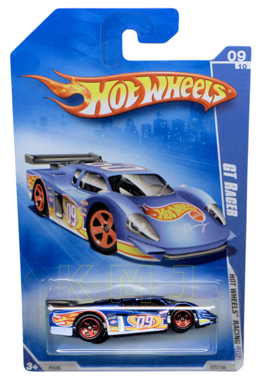 Hot Wheels 2009 - Collector # 075/190 - Hot Wheels Racing 9/10 - GT Racer - Metalflake Blue / #09 - Red Chrome 5 Spokes - USA Card