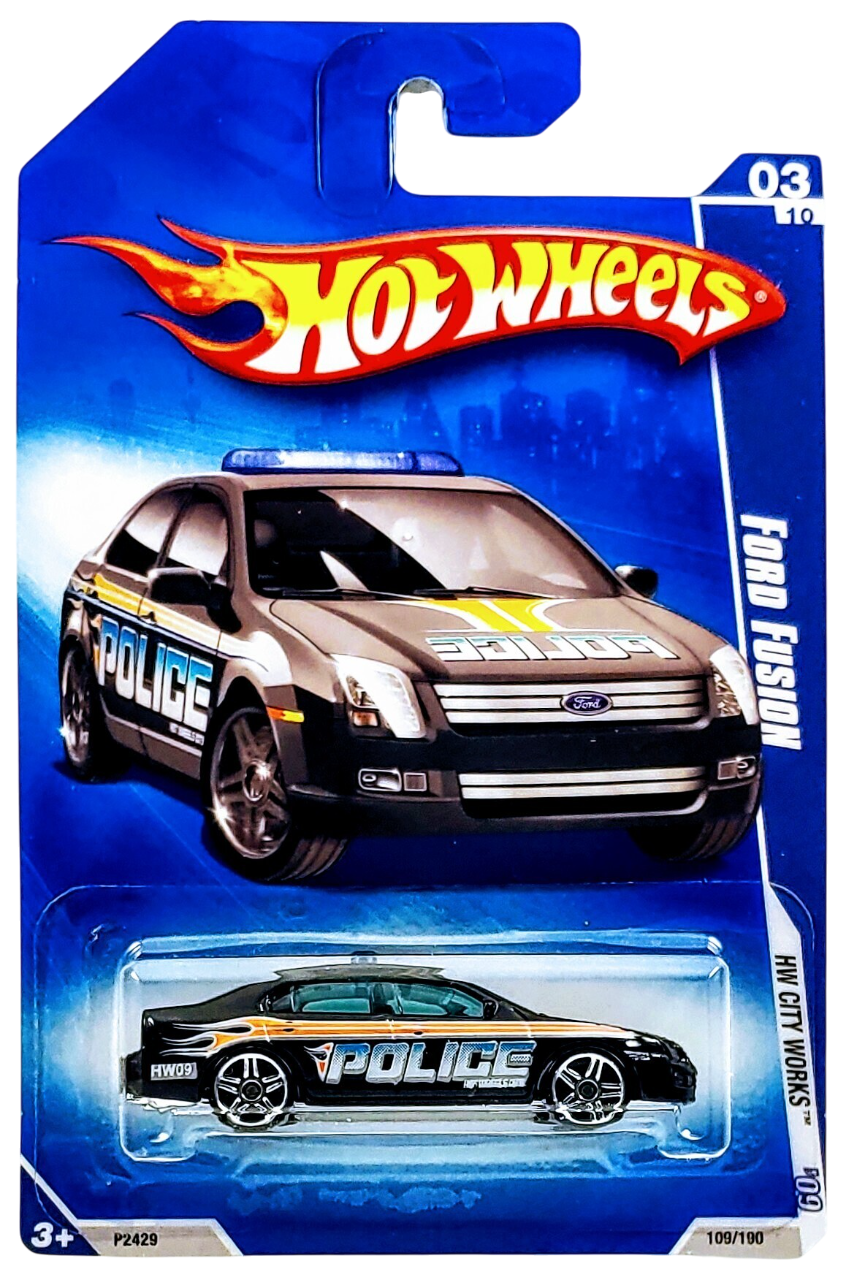 Hot Wheels 2009 - Collector # 109/190 - HW City Works 3/10 - Ford Fusion - Black / Police - USA Card
