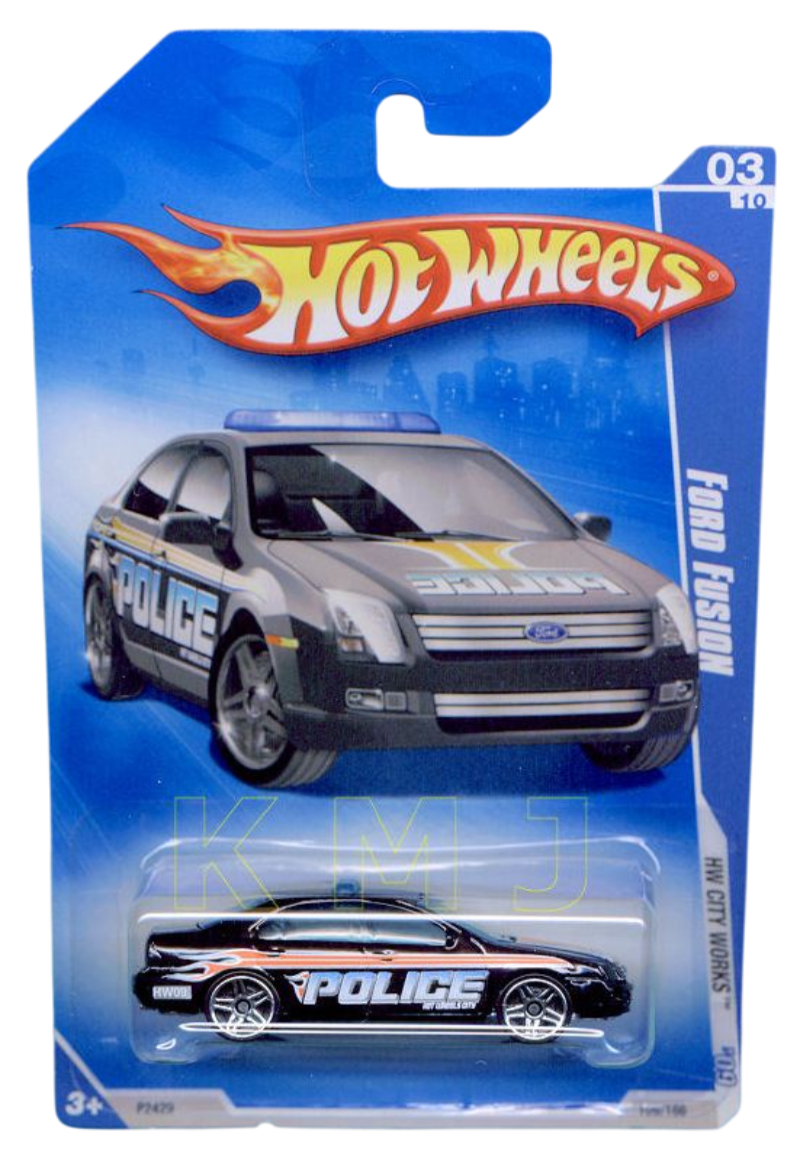 Hot Wheels 2009 - Collector # 109/166 - HW City Works 3/10 - Ford Fusion - Black / Police - International Card