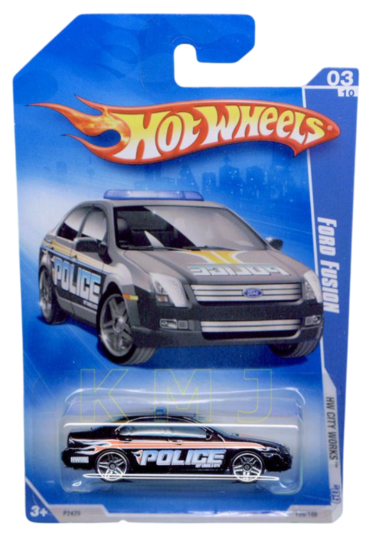 Hot Wheels 2009 - Collector # 109/166 - HW City Works 3/10 - Ford Fusion - Black / Police - International Card