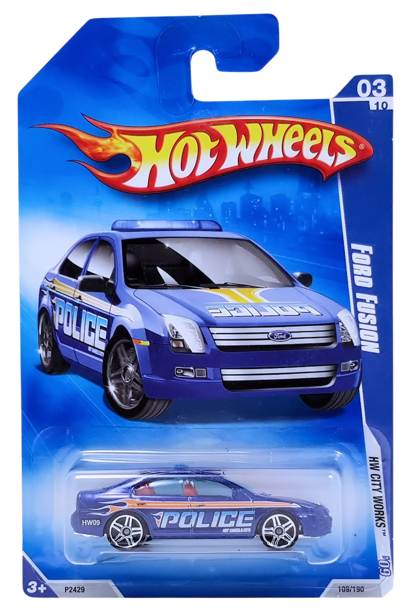 Hot Wheels 2009 - Collector # 109/190 - HW City Works 3/10 - Ford Fusion - Blue / Police - USA Card