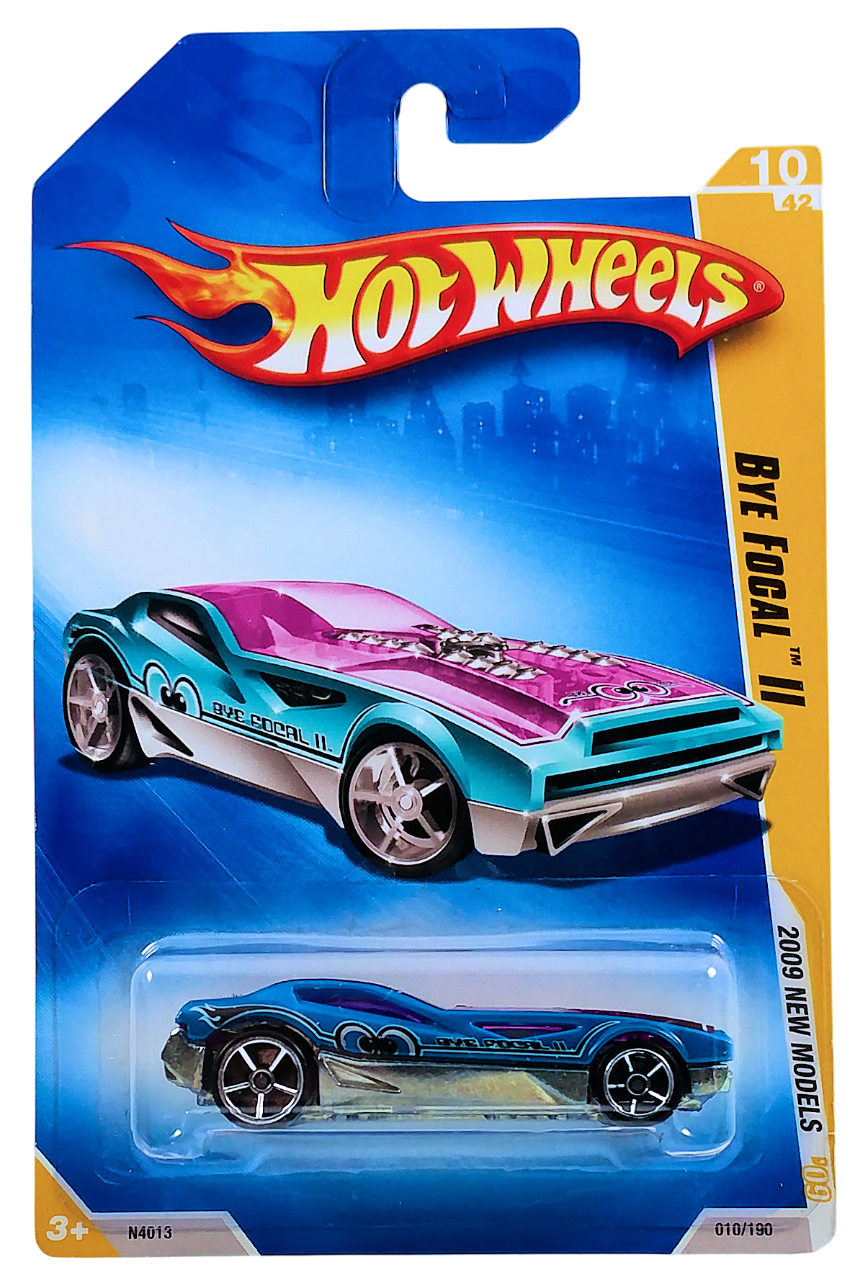 Hot Wheels 2009 - Collector # 010/190 - New Models 10/42 - Bye Focal II - Blue Body / Transparent Purple Wndows & Roof - OH5Sp Wheels - USA Card