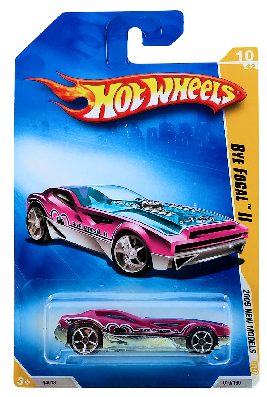 Hot Wheels 2009 - Collector # 010/190 - New Models 10/42 - Bye Focal II - Purple Body / Transparent Blue Windows & Roof - OH5Sp Wheels - USA Card