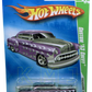 Hot Wheels 2009 - Collector # 049/190 - SUPER Treasure Hunts 7/12 - Custom '53 Chevy - Spectraflame Purple with Flames - Real Riders on White Walls - USA Card