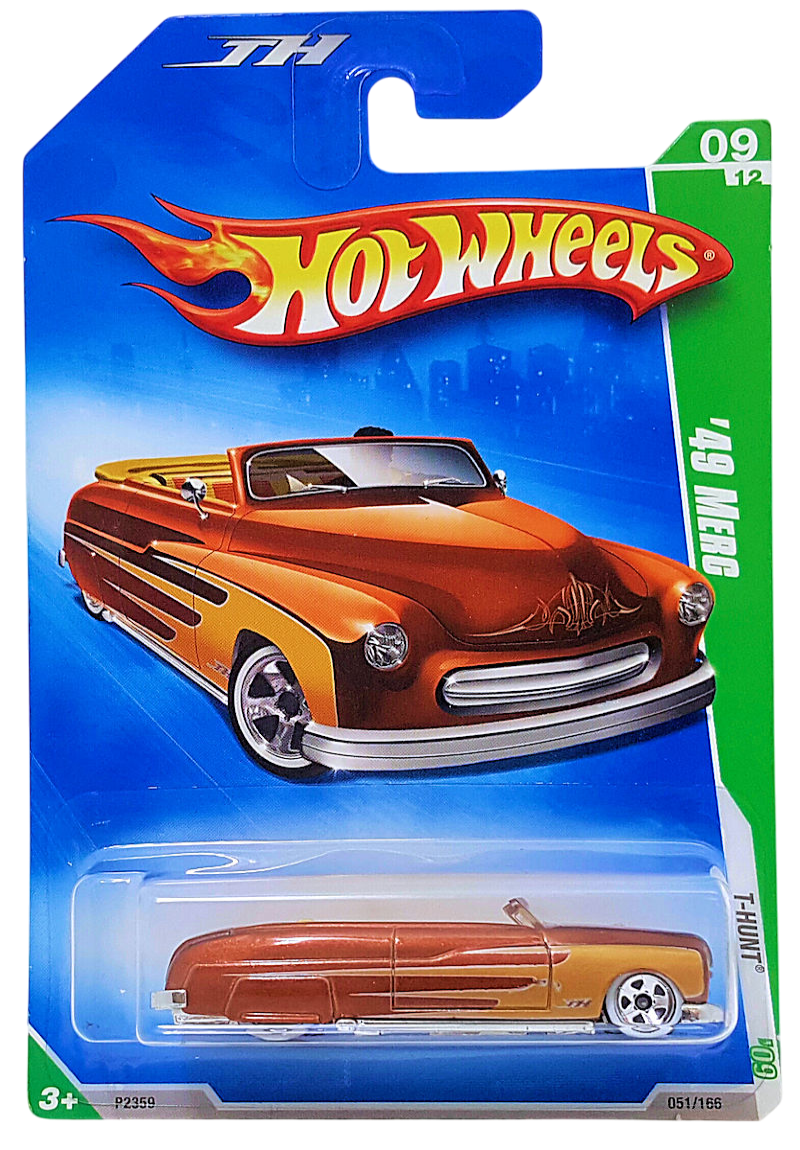 Hot Wheels 2009 - Collector # 051/166 - T-Hunts 9/12 - '49 Merc (Convertible) - Metallic Brown - 5 Spokes on White Walls - International Card