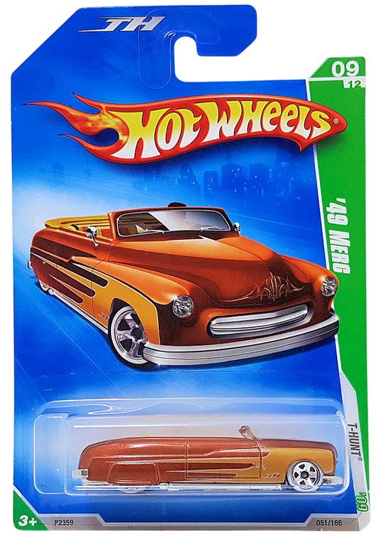 Hot Wheels 2009 - Collector # 051/166 - T-Hunts 9/12 - '49 Merc (Convertible) - Metallic Brown - 5 Spokes on White Walls - International Card