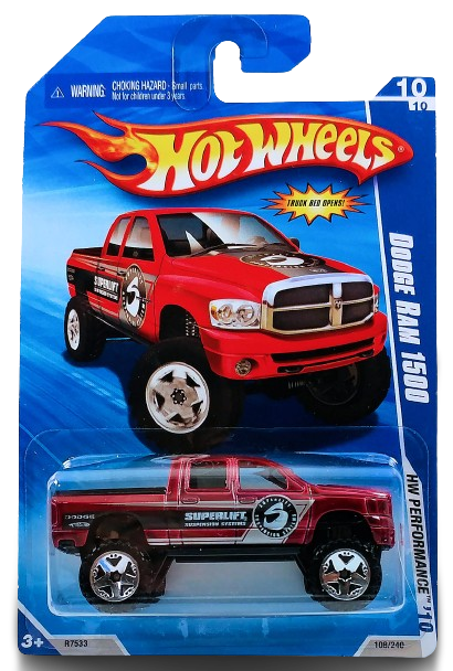 Hot Wheels 2010 - Collector # 108/240 - HW Performance 10/10 - Dodge Ram 1500 - Red / Superlift - OR5 Wheels - USA Card