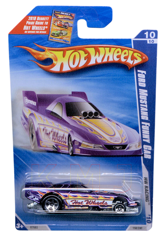 Hot Wheels 2010 - Collector # 158/240 - HW Racing 10/10 - Ford Mustang Funny Car - Purple - Body Flips Up - USA 'Beckett' Card