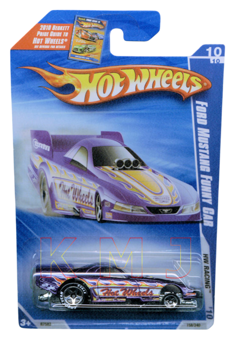 Hot Wheels 2010 - Collector # 158/240 - HW Racing 10/10 - Ford Mustang Funny Car - Purple - Body Flips Up - Good Year Rear Tires - Walmart Exclusive - USA 'Beckett' Card